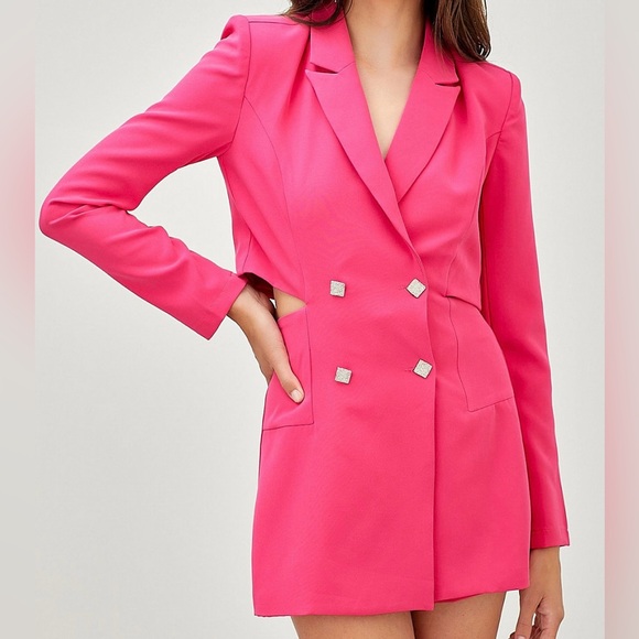 Pink Double-Breasted cut out blazer - Picture 1 of 2